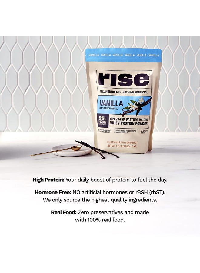 RISE مسحوق بروتين مصل اللبن من الأبقار التي تتغذى على العشب - فانيليا | 25 جرام بروتين بدون نكهات صناعية أو ألوان أو مواد حافظة - خالي من السكر، خالي من الجلوتين، خالي من الصويا (حصة واحدة، 1 عبوة) - Image 4